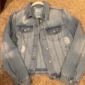 Distressed Denim Jacket Size Large